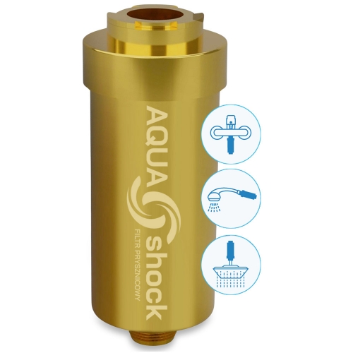 Filtr Wody Prysznicowy AQUA shock montaż Złoty